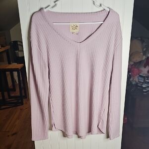 Chaser Light Pink Textured Long Sleeve Top